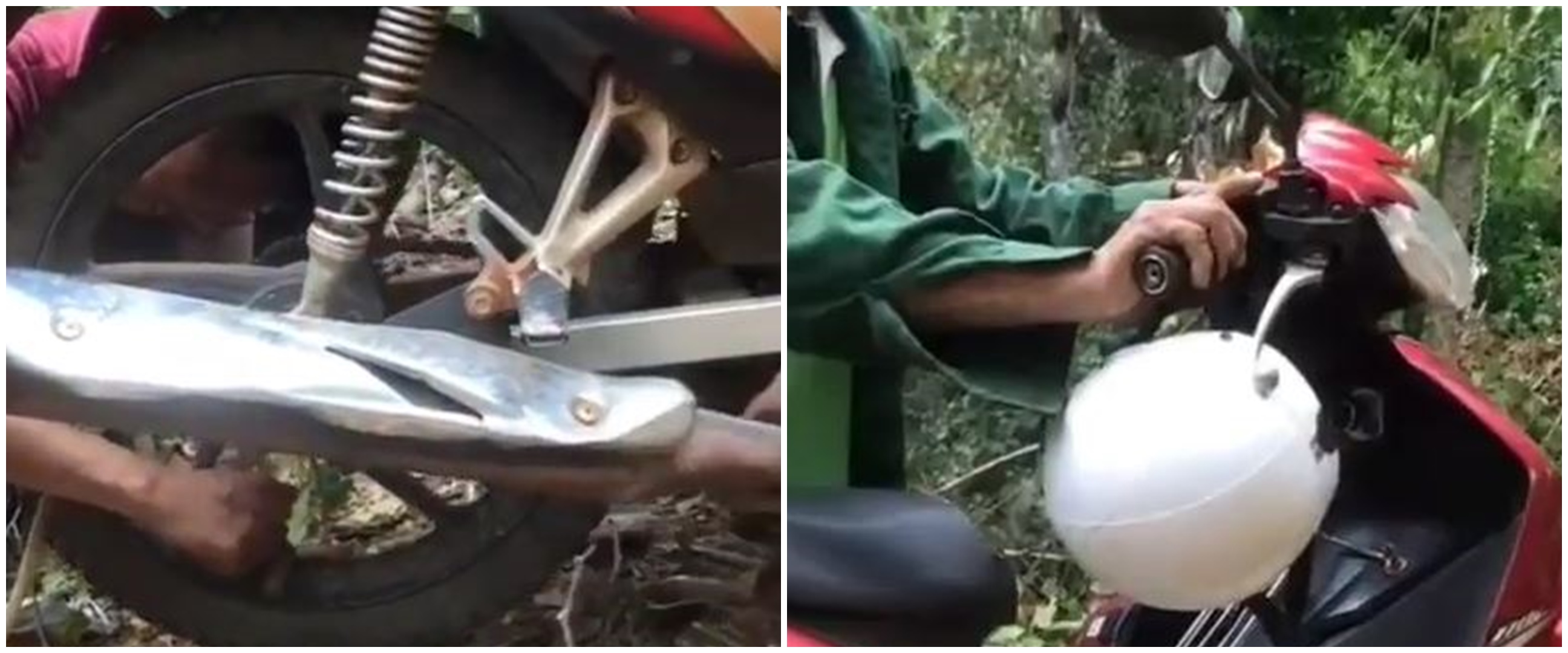 Ban kempes dan tak ada bengkel, lifehack nyeleneh isi angin pakai knalpot ini berguna saat emergency