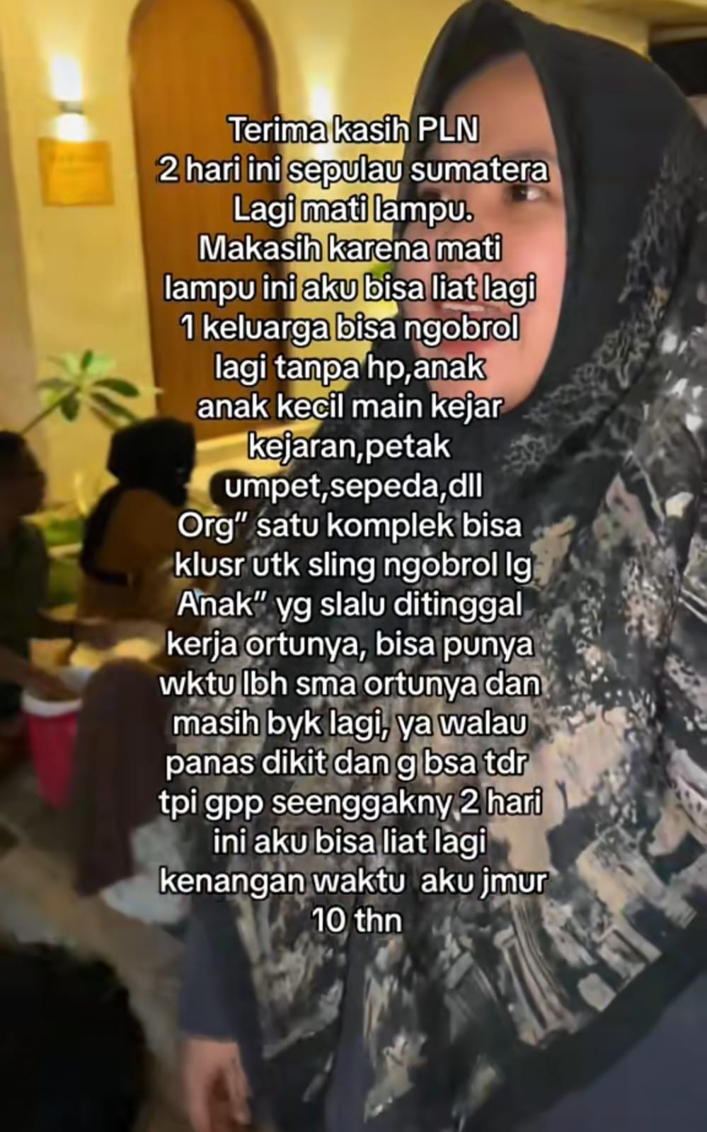 Gara-gara mati listik seharian di Sumatera, wanita ini kembali rasakan kebahagiaan yang lama terenggut