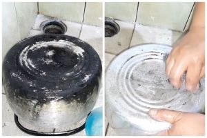 Tak ditaburi sitrun, trik bapak-bapak basmi kerak gosong di pantat teko ini cuma pakai 2 bahan dapur