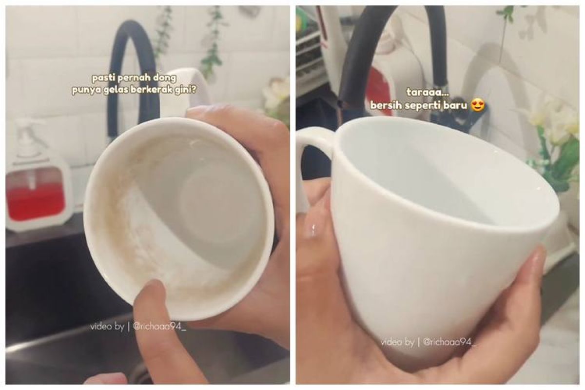 An effective way to remove tea stains from ceramic cups, the results