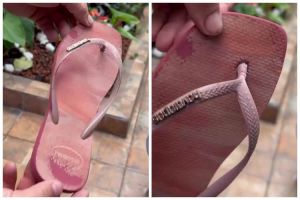 Trik perbaiki sandal jepit putus ini pakai 1 sampah dapur, bikinnya 1 menit langsung bisa dipakai