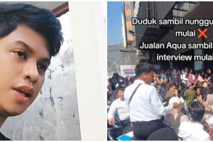 Cerdas mencari peluang, pelamar ini manfaatkan momen menunggu interview sambil jualan air mineral