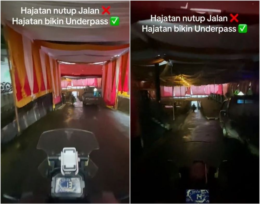 Viral tenda hajatan dibuat underpass ini bikin warganet rispek, tetangga auto nggak julid