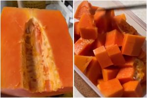 Trik praktis mengupas dan memotong pepaya tanpa menyentuh daging buah, tak benyek atau geli di tangan