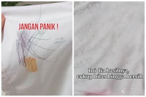 Trik bersihkan baju pakai 1 alat dapur, digosok 5 menit noda tinta langsung pudar tak tersisa