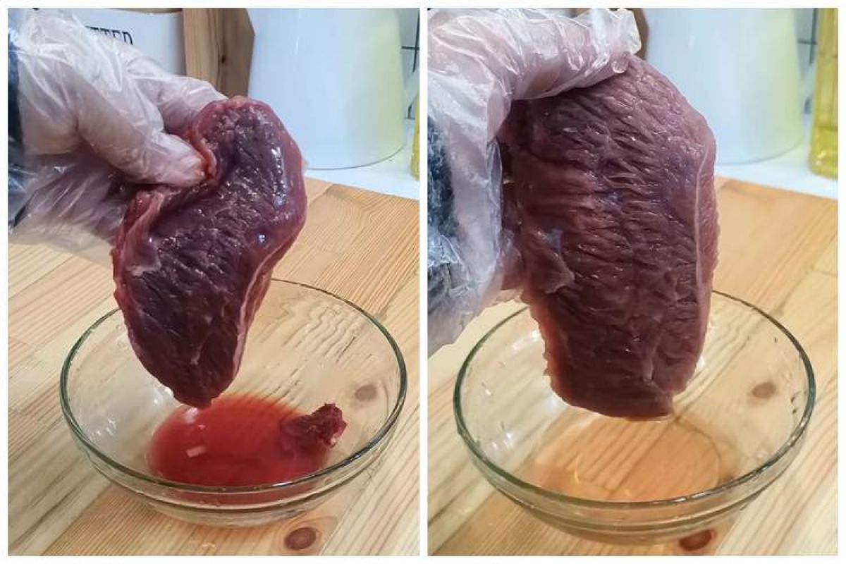 It's not enough to rinse with water, this is a way to remove blood and