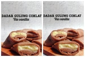 Resep dadar gulung cokelat vla vanilla, lembut dan lumer di mulut