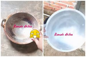 Cara menghilangkan kerak hitam menahun di wajan ini praktis tak butuh tenaga ekstra
