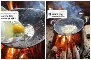 Aksi wanita goreng telur ceplok ini bikin salfok sama wajannya, warganet: Peninggalan Ken Arok?