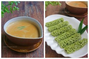 Resep putu mayang pandan gulung, bentuknya cantik dan rasanya manis legit