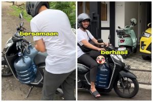 Hack bawa 2 galon sekaligus di pijakan motor ini genius banget, antijatuh pakai 1 alat sederhana