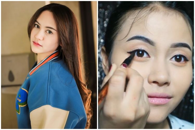 Cewek ini recreate makeup Happy Asmara hasilnya bak kembar, riasan matanya mirip pol