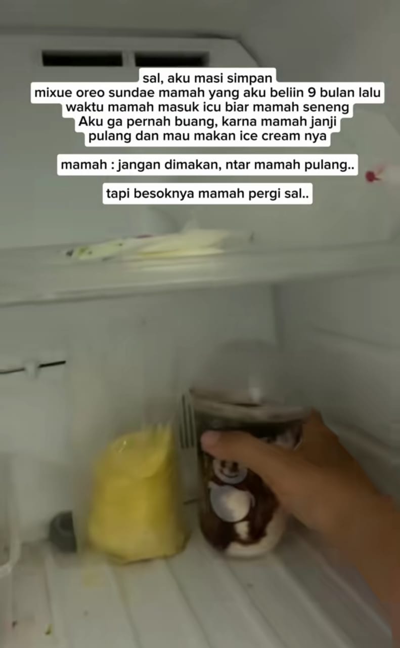 Momen pria masih menyimpan es krim ibunya yang telah meninggal 9 bulan lalu, kisahnya bikin mewek