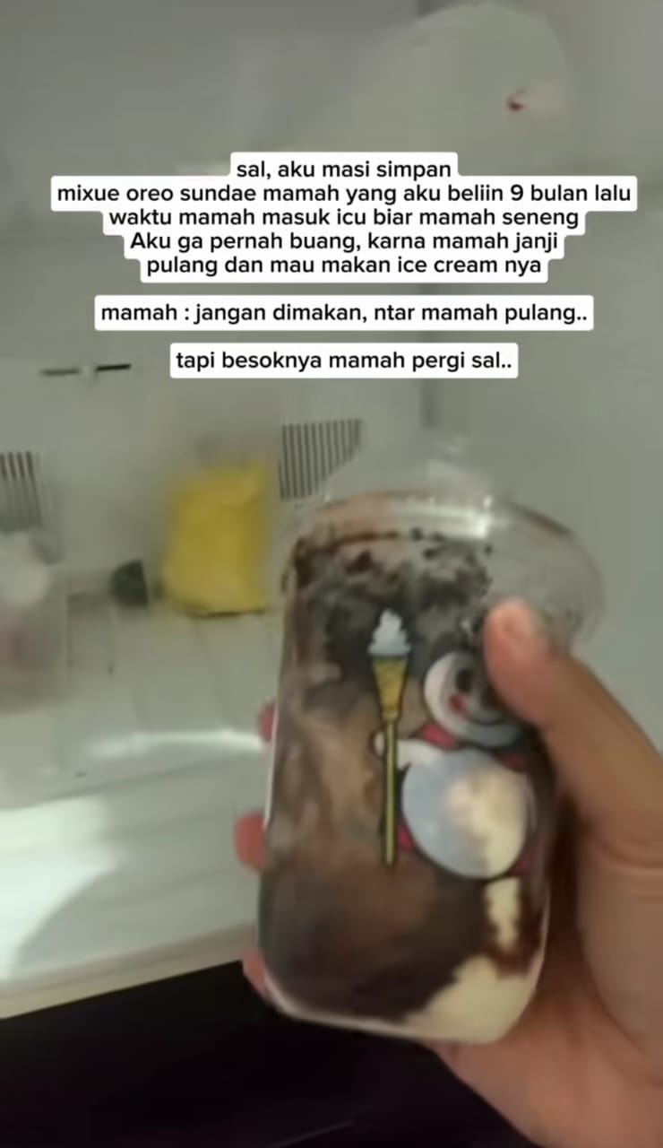 Momen pria masih menyimpan es krim ibunya yang telah meninggal 9 bulan lalu, kisahnya bikin mewek
