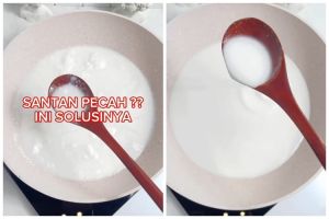 Jangan buang santan pecah dan menggumpal, ini trik mengatasinya agar halus lagi pakai 1 bahan dapur