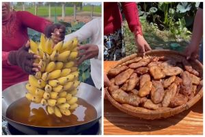 Definisi mempersulit hidup, cara wanita goreng pisang berseta kulitnya ini memantik emosi