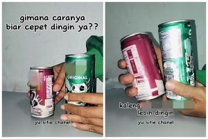 Andalkan 1 alat, trik wanita mendinginkan minuman kaleng ini cepat cuma butuh 5 menit