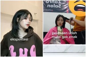 Niat potong wolf cut hasilnya malah zonk, potret before after rambut cewek ini bikin senyum kecut