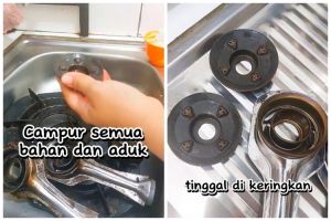 Tanpa direndam sitrun, ini trik bersihkan burner kompor penuh kerak gosong cukup tambah 2 bahan dapur