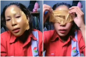 Momen kocak saat cewek lepas masker peel off dari wajahnya ini bikin yang lihat ikut meringis kesakita