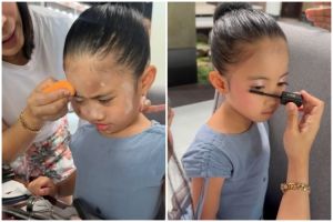 Momen kocak Vien Tasman makeup-in anak Rachel Vennya, kesabarannya dipuji setebal skripsi