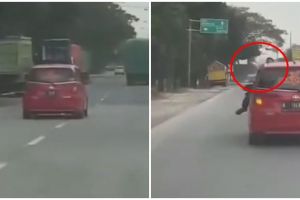 Mobil berpelat nomor palsu tabrak polisi hingga nyangkut di kap saat diberhentikan, ini kronologinya