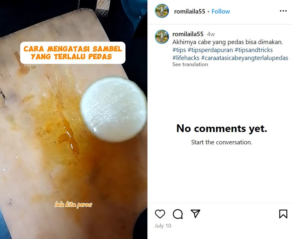 Cukup tambah 2 bahan dapur, ini trik mengurangi rasa pedas berlebih pada sambal supaya lebih enak