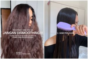 Rambut megar jangan di-smoothing, trik styling rambut ngembang ini potret before after bikin pangling