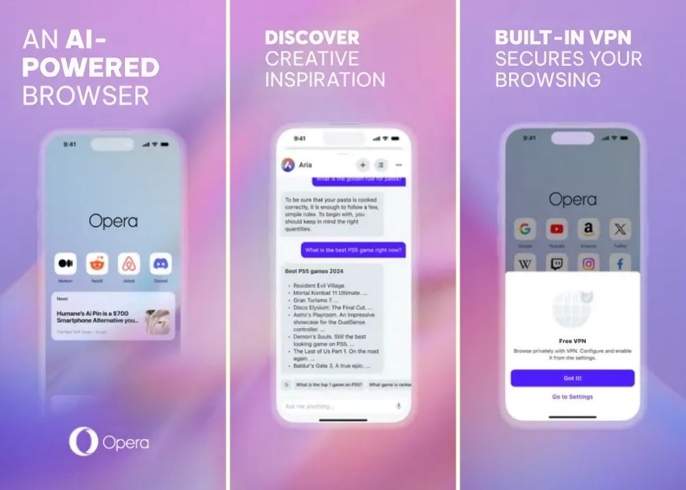 strongOpera One/strong kini tersedia bagi pengguna iPhone dan iPad yang dibekali Aria, asisten AI bawaan