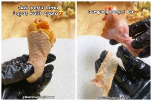Bukan disayat pakai pisau, begini cara memisahkan kulit ayam dari daging agar tetap utuh