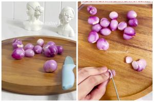 Bukan pakai tisu basah, ini trik mengupas dan mengiris bawang merah agar mata tidak perih