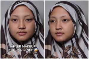 Hasilnya disebut beda orang, transformasi makeup cewek pipi tembam dirias pengantin ini auto tirus