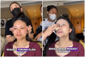 Punya request aneh bikin mata jadi sipit, transformasi makeup cewek ini hasilnya malah mirip bule
