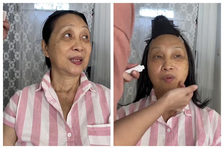 Tak perlu facelift, polesan makeup MUA ini ubah wajah wanita paruh baya tampak lebih muda 20 tahun