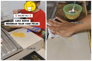 Bukan ditaburi tepung, begini cara bersihkan pecahan telur di keramik supaya tidak amis dan licin
