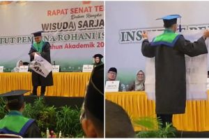 Acara wisuda tak dihadiri sang ayah, aksi wisudawan bentangkan banner ini bikin terenyuh