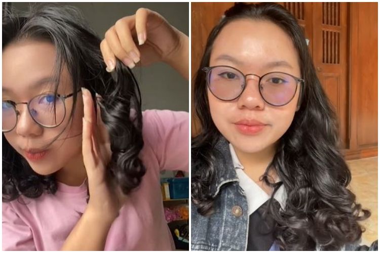 Hasilnya bak curly di salon, cewek ini bagikan trik keriting rambut cuma andalkan barang bekas