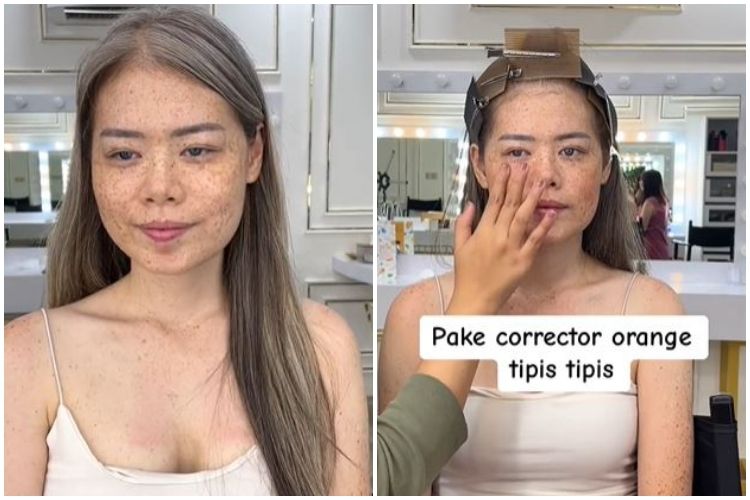 Andalkan trik makeup khusus, transformasi cewek wajah penuh flek hitam ...