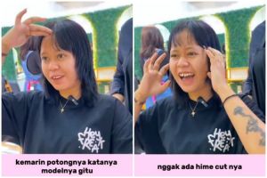Lakukan repair usai zonk potong hime cut, perubahan rambut cewek ini before after-nya bak beda orang