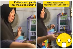 Niatnya hemat cucian, cara wanita bikin sambel ini praktis tapi bikin mikir dua kali jika mau ditiru