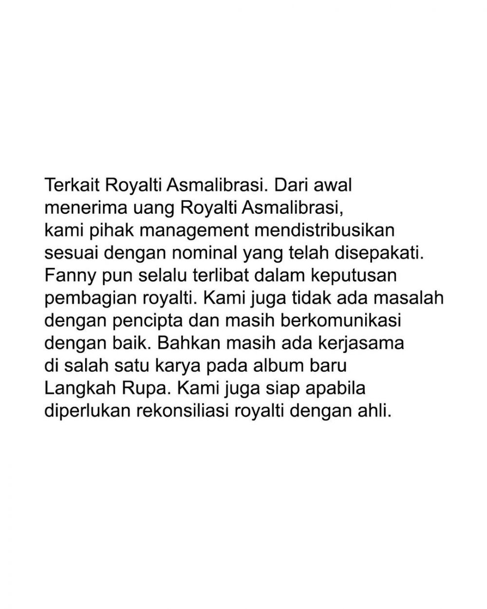 Fanny Soegi sindir mantan bandnya tak transparan soal royalti, begini klarifikasi pihak Soegi Bornean