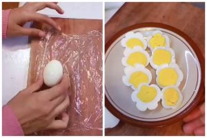 Cocok buat bekal anak, ini trik mencetak telur rebus berbentuk bunga pakai 1 alat sederhana