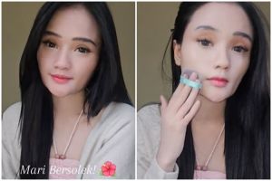 Cuma pakai bedak tabur Rp 20 ribuan, ini tutorial makeup daily Fanny Soegi hasilnya halus dan fresh