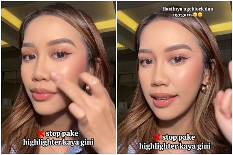 Teknik Pakai Highlighter Supaya Tak Terlalu Glowy
