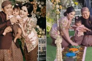 6 Potret Denny Caknan dan Bella Bonita selenggarakan tedak siten Cundamani, sang putri menggemaskan