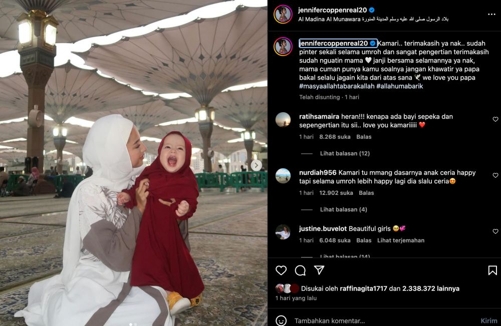 Selesai jalani umrah, Jennifer Coppen tulis pesan menyentuh berisi ucapan terima kasih untuk Kamari