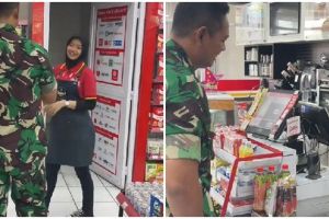 Momen anggota TNI kunjungi minimarket tempat putrinya bekerja, warganet puji kesederhanaan si anak