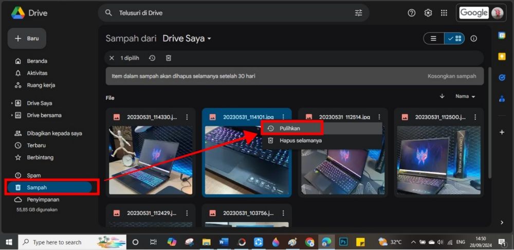 Cara memulihkan file yang dihapus di Google Drive