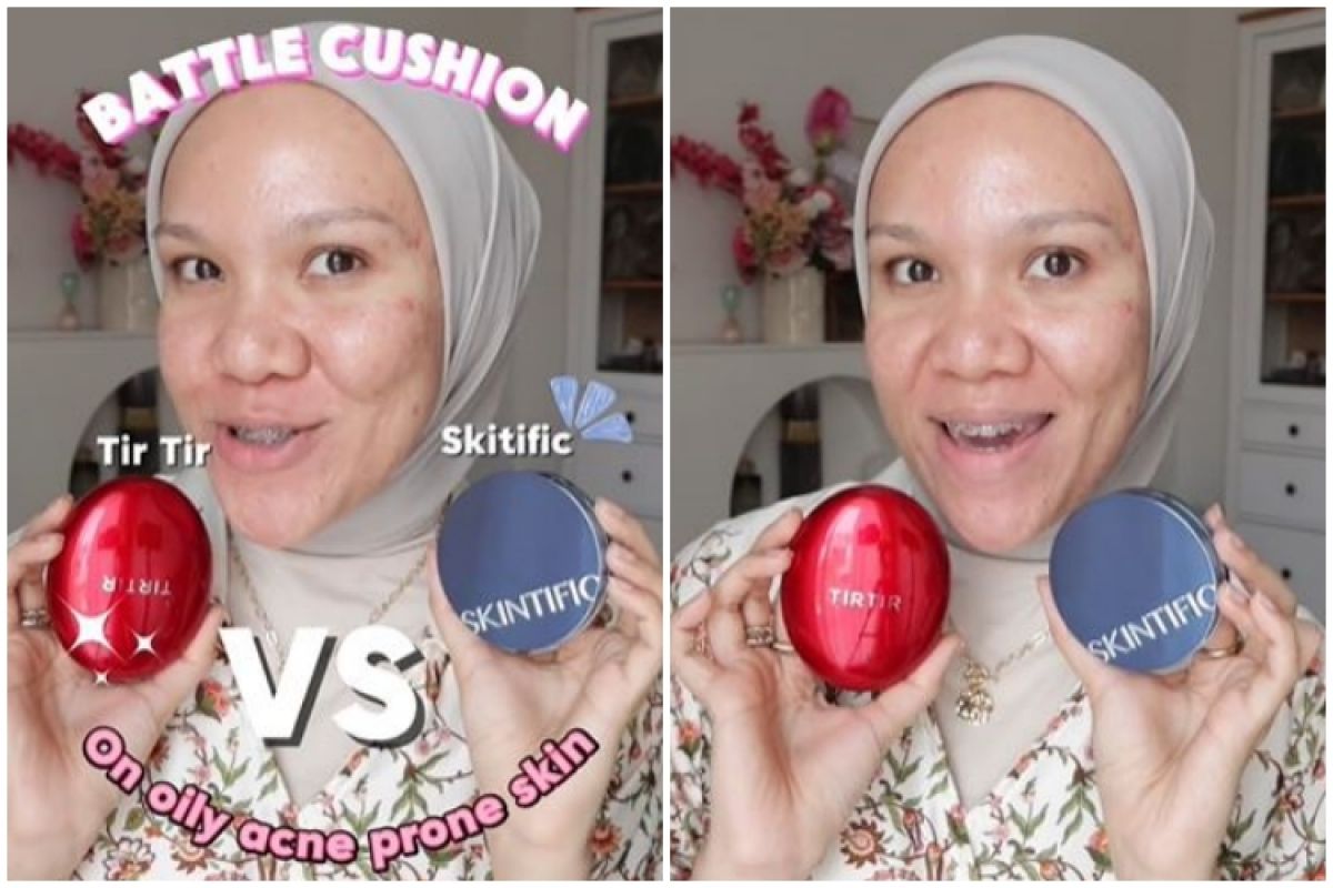 Battle review cushion Tir Tir and Skintific on oily acne prone skin