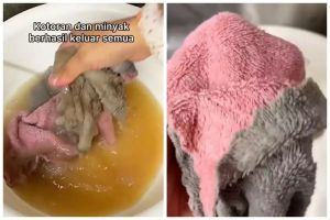 Cara efektif membersihkan lap dapur berminyak dengan satu bahan saja, tanpa direndam sitrun